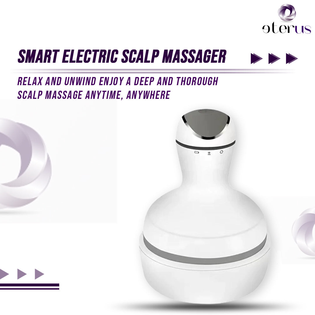 Smart Electric Scalp Massager — Deep Rotation Massage, 4 Interchangeable Heads